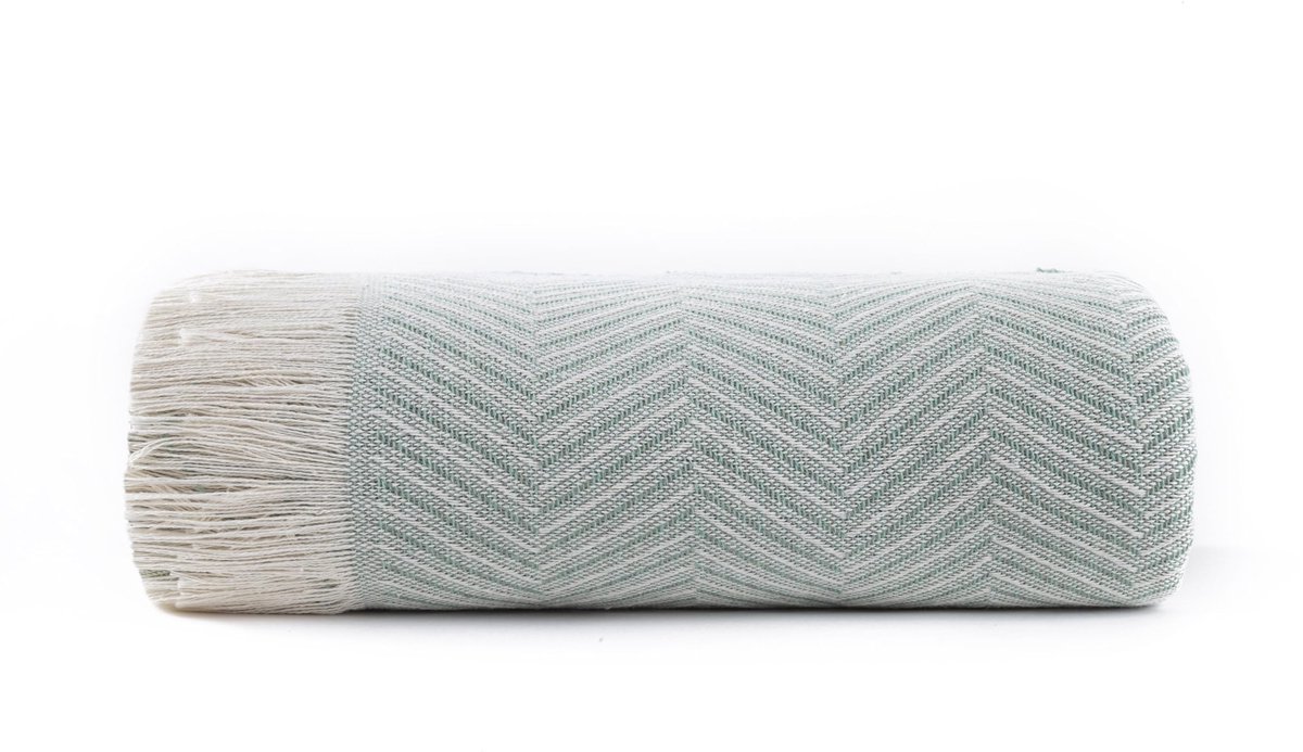 Dailygoods- Bedsprei 180 x 260 cm - Multifunctioneel - Duurzaam - 100% Gerecycled Katoen - Machinewasbaar - Visgraatpatroon - Deken