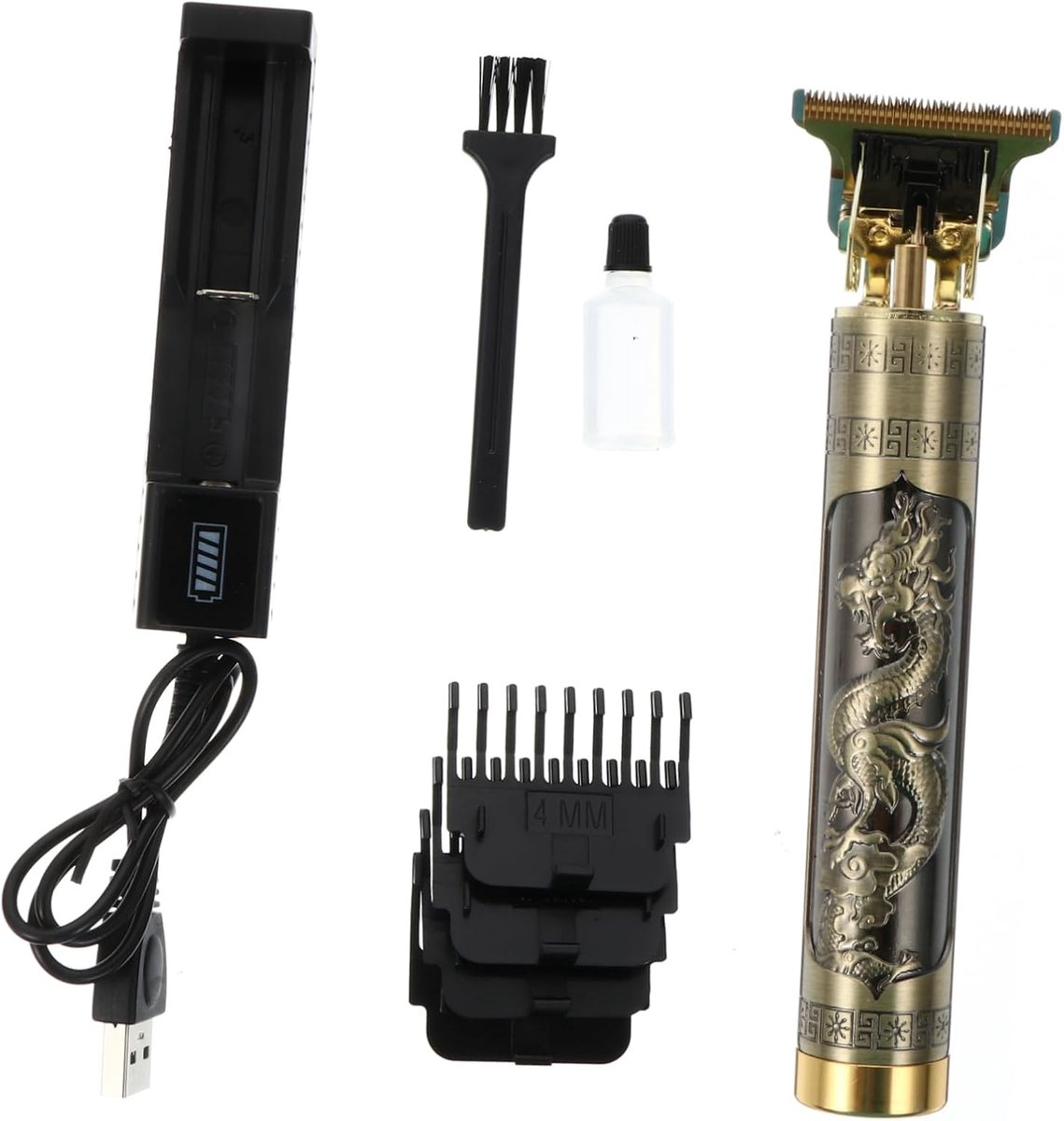 Elektrische Tondeuse Set - Haar Trimmer - Thuis Kapsel Maken - Aluminium Profiel - 15 cm Lengte - Goud