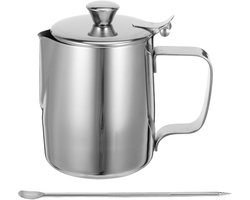 Melkschuimkan met pen - Latte art kan - Koffie maken - Precisie schenktuit - 350 ml - Zilver