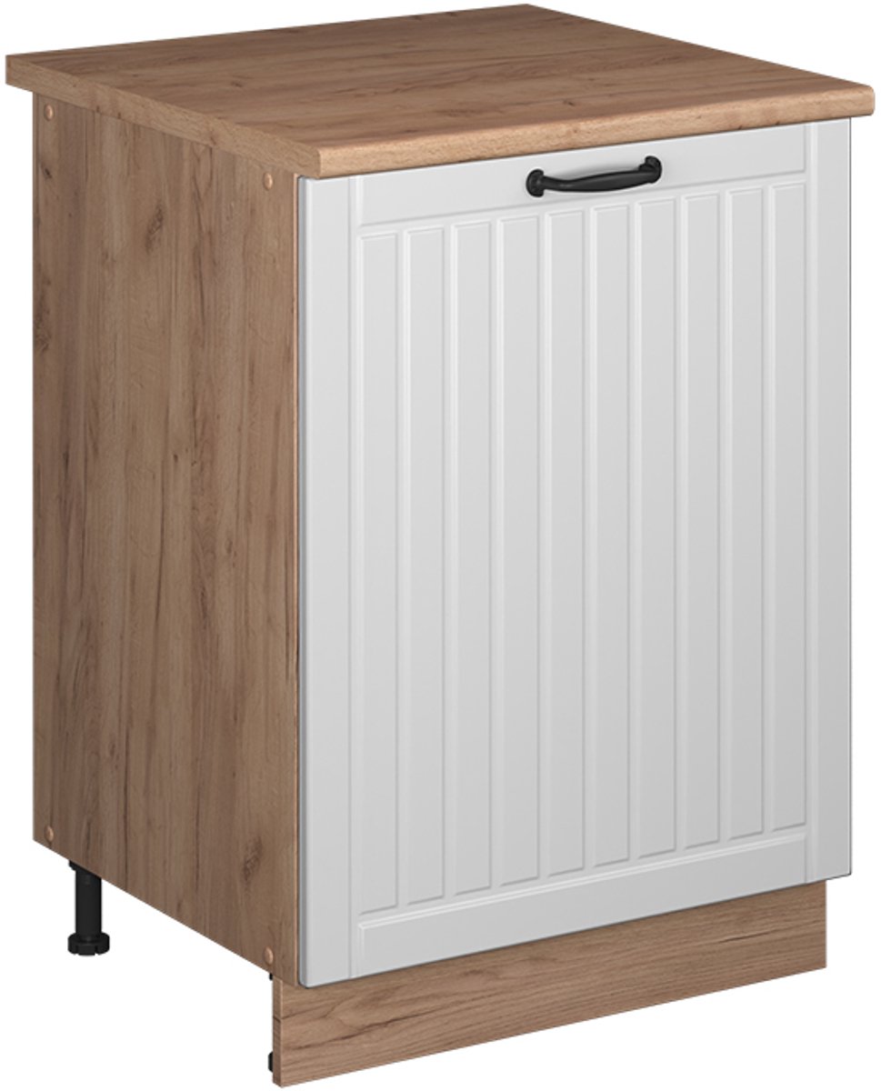 Vicco Keukenonderkast Fame-Line, Wit Landhuis/Goudkleurig Eiken, 60 cm 1 deur met werkblad Wit landelijk/Goudkleurig Eiken