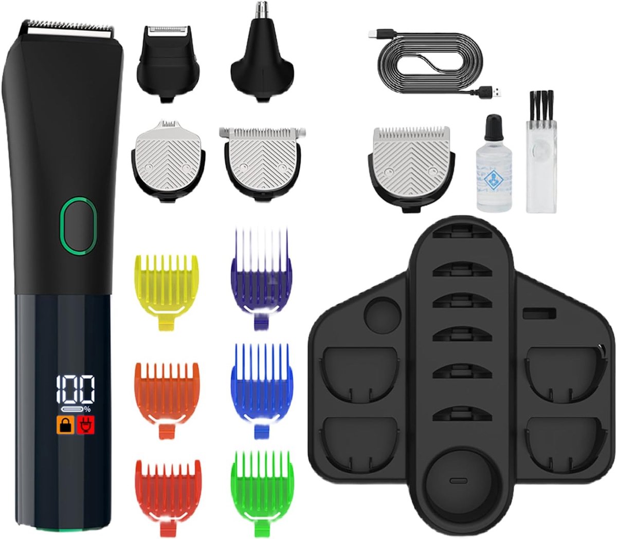 Baardtrimmer Heren - Grooming Kit - Persoonlijke Verzorging - 5-in-1 Multifunctioneel - 90 Min Batterij - Zwart