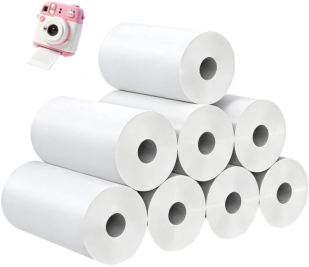 Dailygoods - 8 rollen thermisch papier 57 mm kernloos, thermorollen 57 mm voor thermische printerpapier en mini-printer, camerapapier, heldere onmiddellijke print voor doe-het-zelf journal stickers