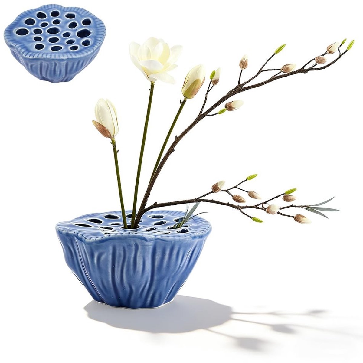 Dailygoods- Bloem Vaas - Keramische Lotuspod Vorm - Bloemstukken Kunstbloemen - Decoratie Woonkamer/Slaapkamer - 14cm Lengte - Elegant Design - Bloemstuk