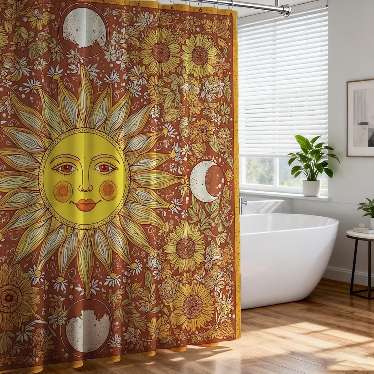 Dailygoods- Douchegordijn Waterdicht - Douchegordijnset met Haken - Douchegordijn 72x72 inch - Zacht Polyester - Machinewasbaar - Duurzaam Materiaal - Badkamer Gordijn