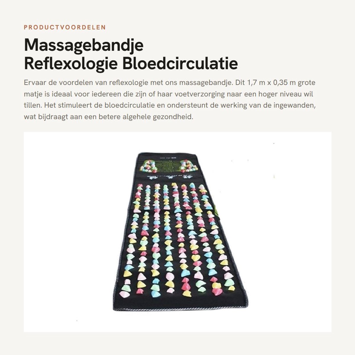 Dailygoods- Massagebandje 1,7 m x 0,35 m - Voetmassage Mat - Reflexologie - Bloedcirculatie - Slijtvast - Hoogwaardig Materiaal - Voetmassagemat