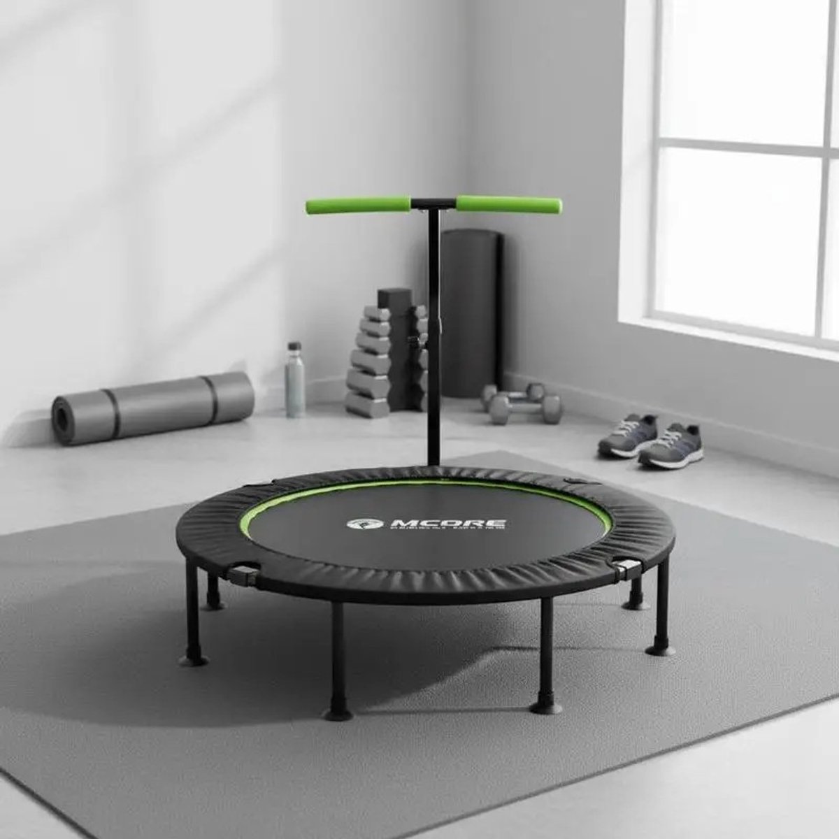 Dailygoods 110 CM Mini-trampoline met in hoogte verstelbare handrail - Groen