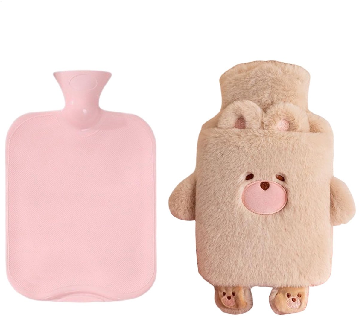 Dailygoods- Warmwaterkruik 1L - Pluche Voetenwarmer - Dierenvorm - Comfortabel - Hoogwaardige Corduroy - Ideaal voor Thuis en Reis - Buikwarmer