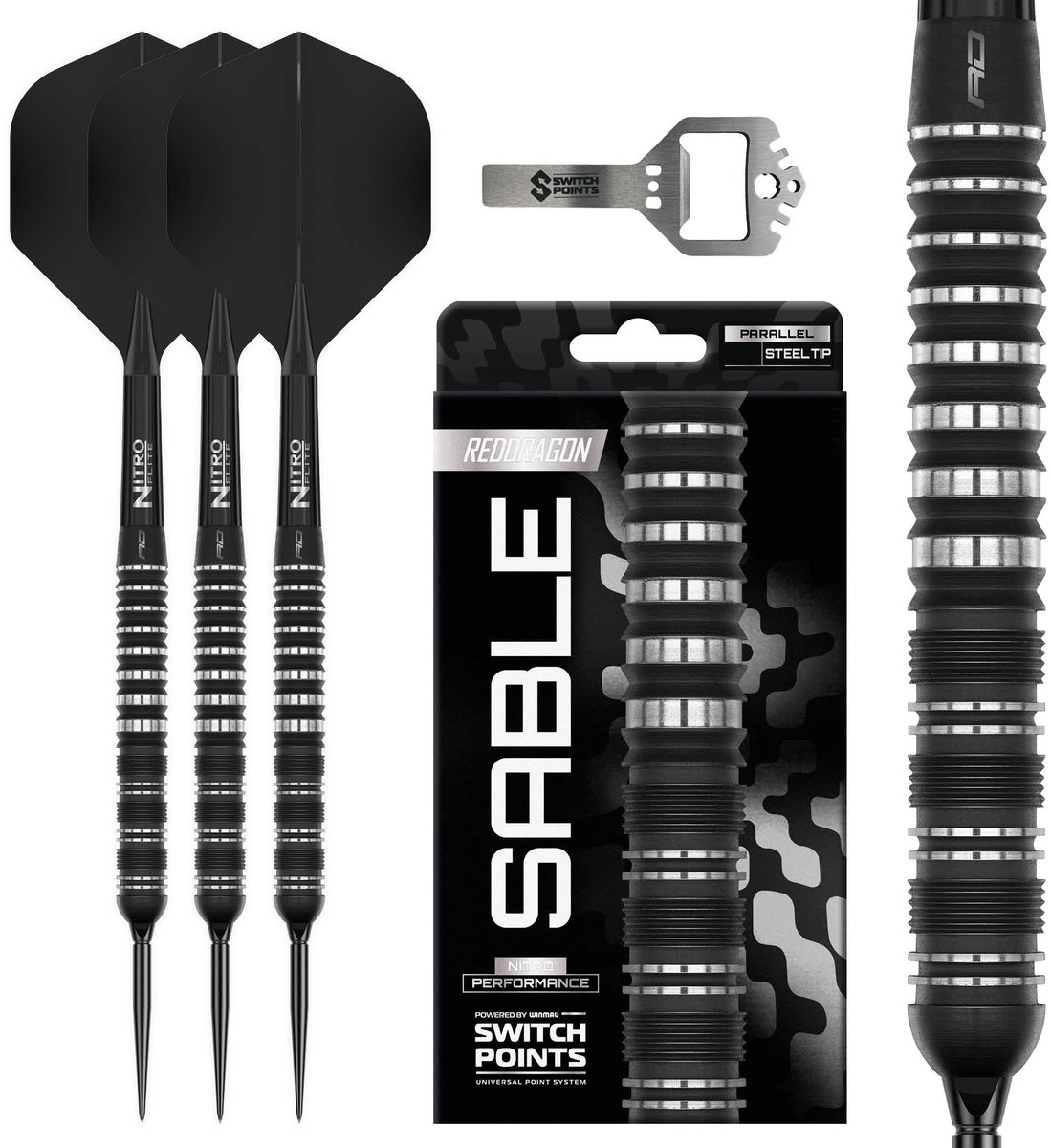 Red Dragon Sable Black Parallel Switch Point 90% - Dartpijlen
