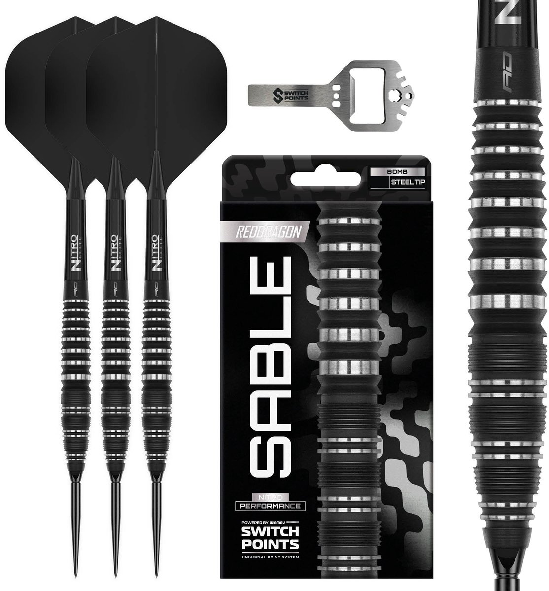 Red Dragon Sable Black Bomb Switch Point 90% - Dartpijlen