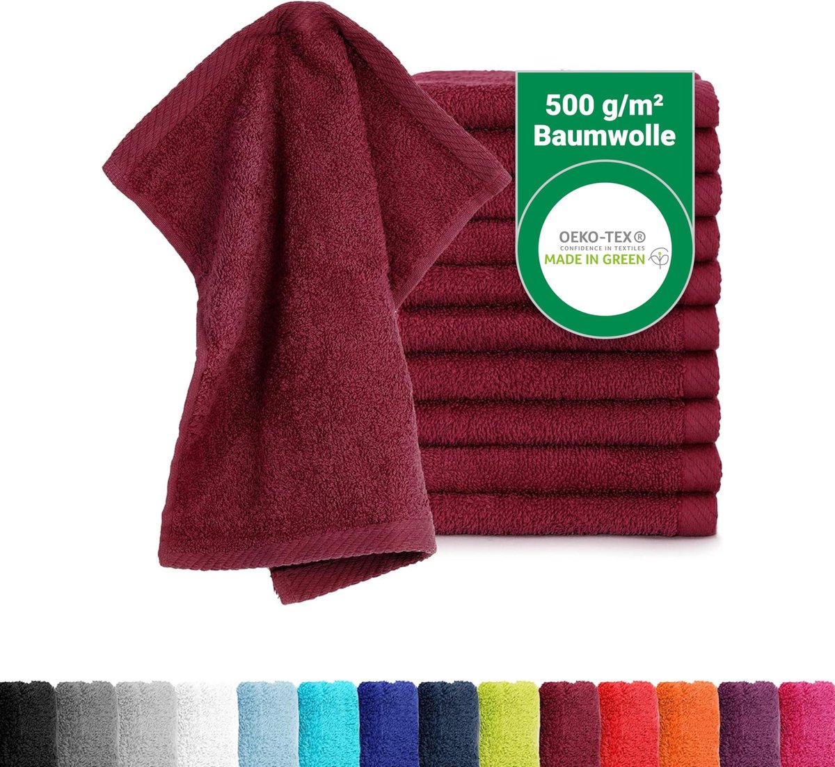 Dailygoods- Zeepdoekjes 10 Stuks - 100% Katoen - 30x30 cm - Bordeaux - Pak van 10 - Ideaal voor Schoonmaken - Doeken