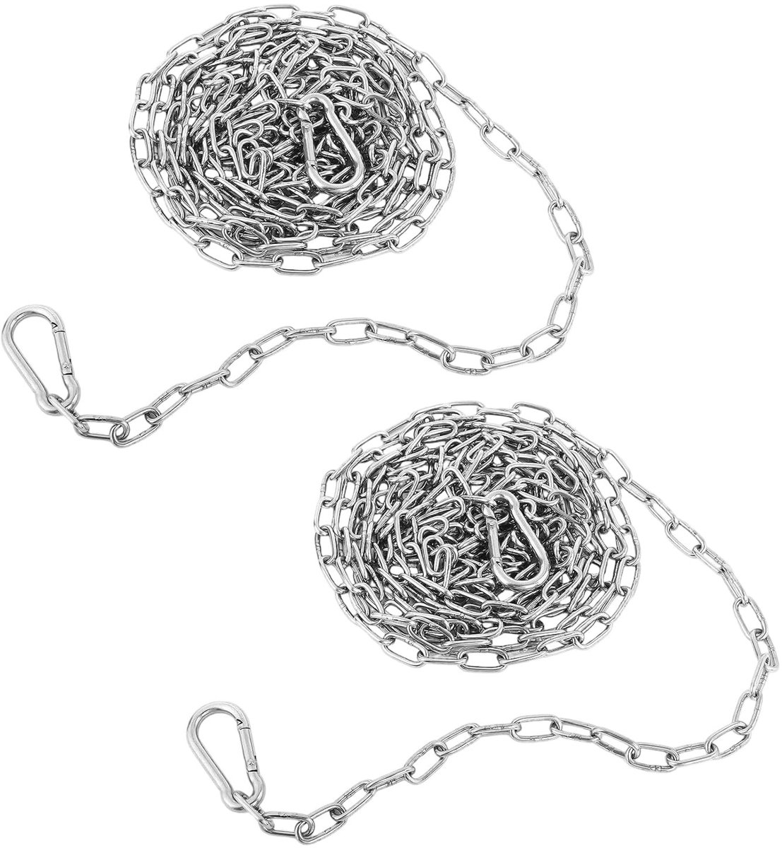 Dailygoods - Roestvrijstalen Kettingen met Karabijnhaak - 1,5 m x 3 mm (2 stuks)