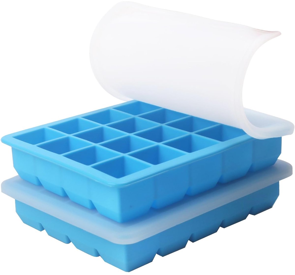 Dailygoods- IJsblokjesvorm Siliconen - IJsblokjesvorm met Deksel - Vriescontainers - Babyvoeding Invriesbakje - 15ml Porties - 20 Vakken - Vriesbakje