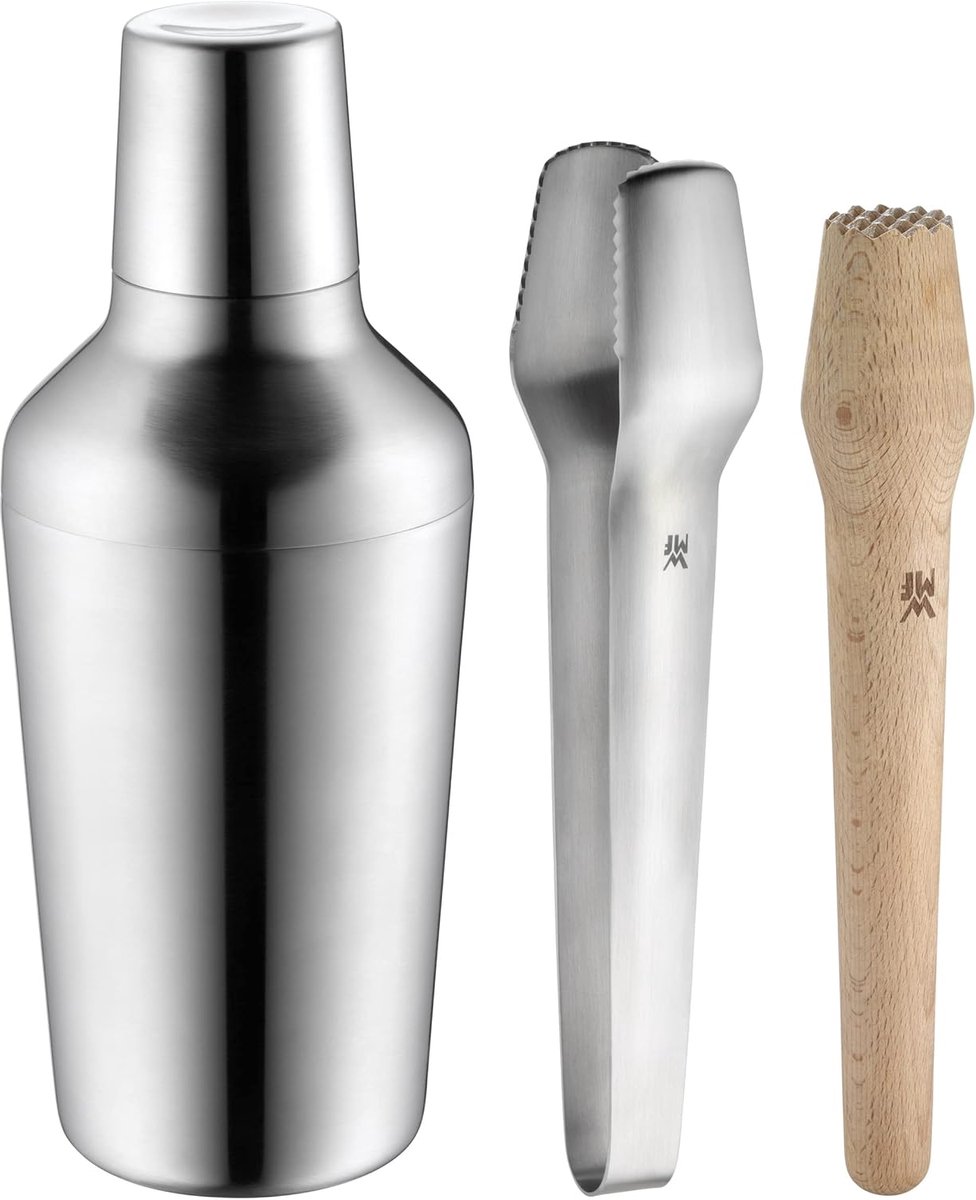 Thijox - 5-delige Cocktailset met Cocktailshaker 700 ml, Barmaat, Cocktailzeef, Ijstang en Stamper, Roestvrij Staal, In elkaar op te bergen, Perfect v
