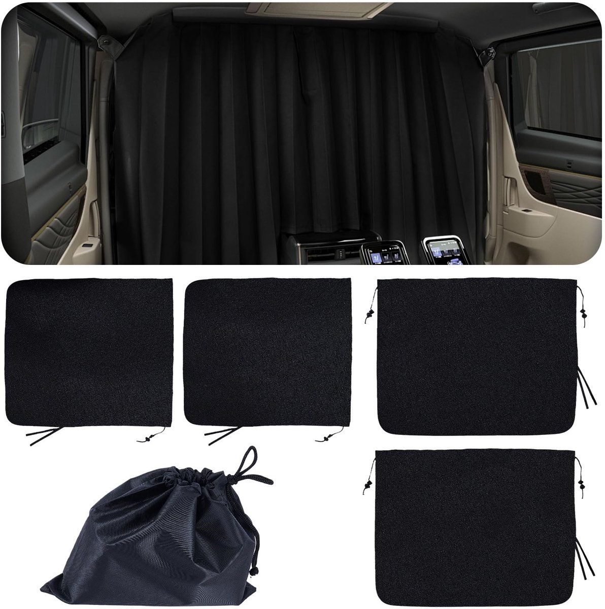 Dailygoods - Set van 3 Auto-Privacy-Gordijnen
