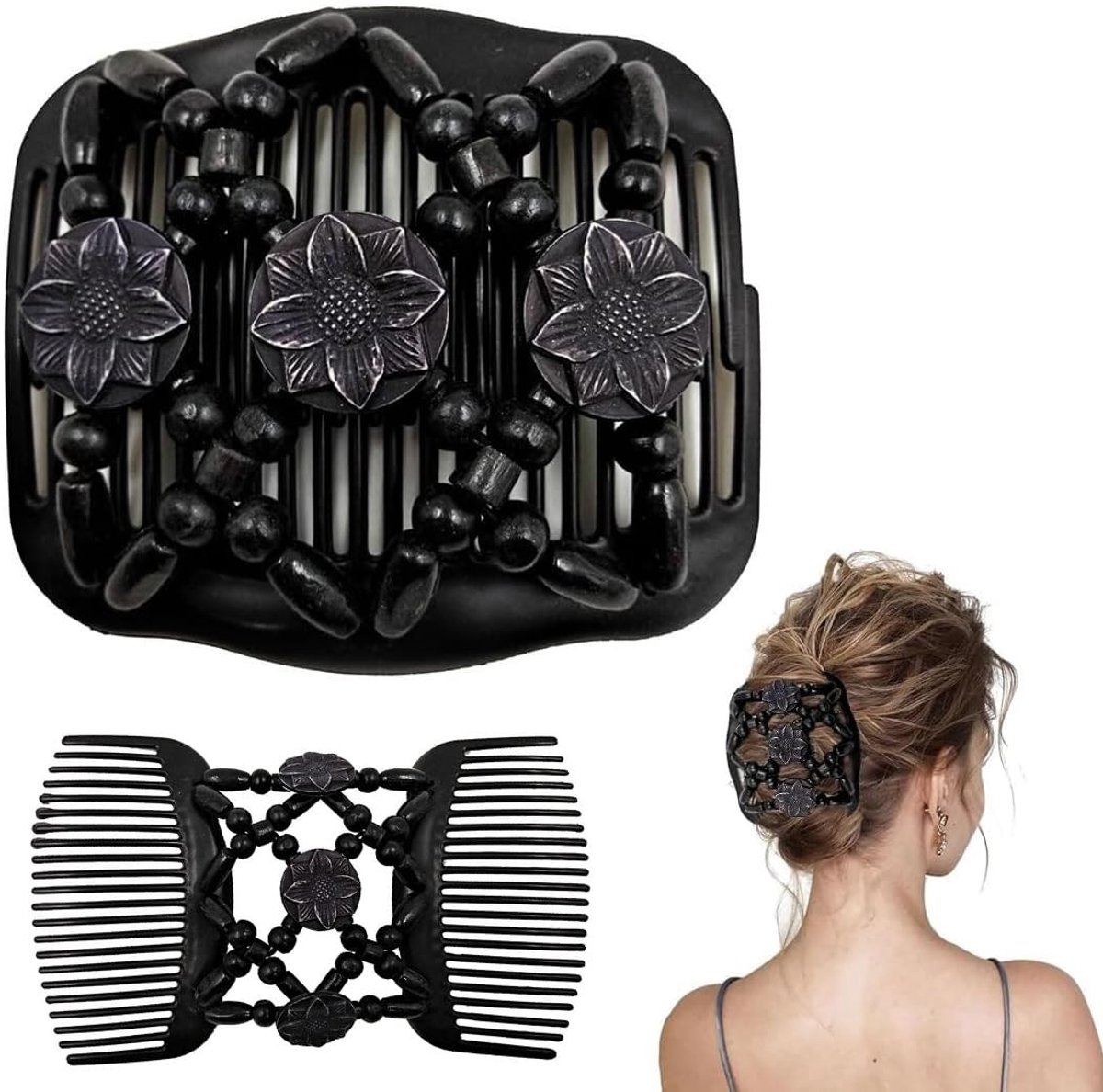 Dailygoods- Haarkam Europese Kwaliteit - Elastische Haaraccessoires - Dubbele Clip - Elegant - Haarstyling - Voor Meisjes - Haaraccessoire