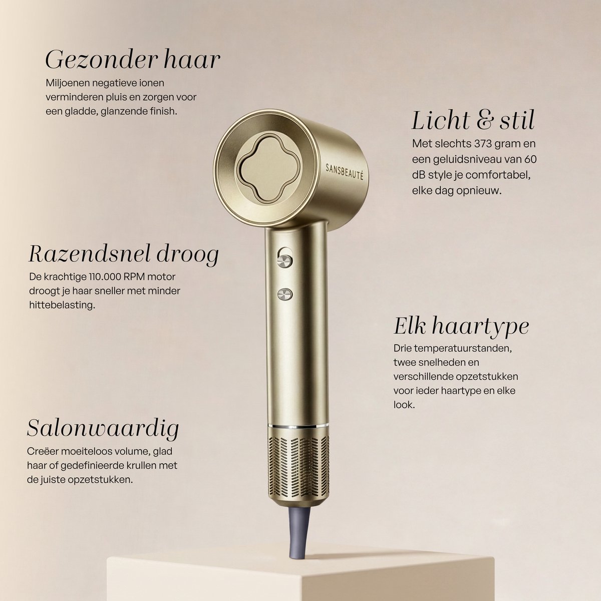Sansbeauté Föhn met Diffuser - Krullen - 110.000RPM - afbeelding 3