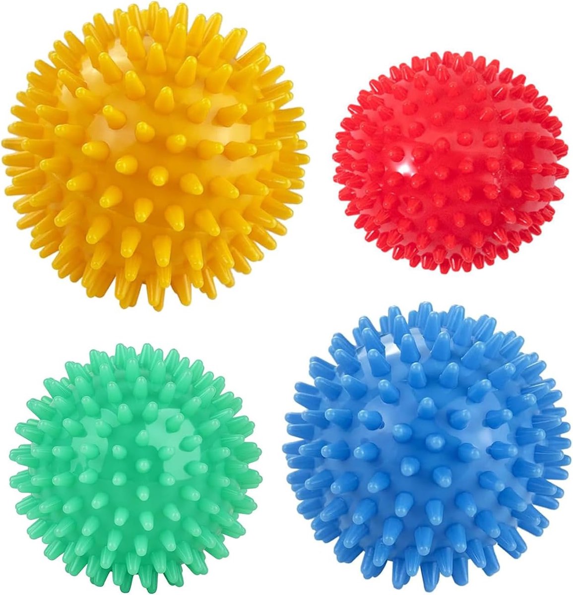 Thijox - 4 stuks massageballen voor diepe weefselmassage, myofasciale ontspanning, zelfmassage, fysiotherapie, egelballen in diverse maten en kleuren