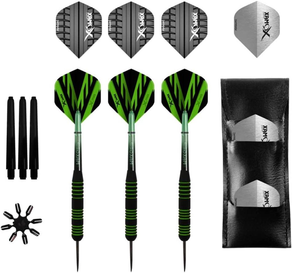 Stalen Dart Set - Werp Pijltjes - Precisie Werpen - Rubberen Coating - 23 Gram - Groen Zwart
