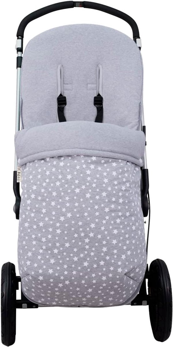 Universele Kinderwagenzak - Voetenzak baby - Warmte en comfort - Hypoallergeen katoen - 42 x 100 cm - Wit met sterren — afbeelding 3