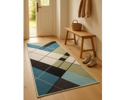 Vloerkleed - Karpet Runner - Woonkamer Decoratie - Wasbaar Antislip - 80 x 300 cm - Lichtblauw Grijs