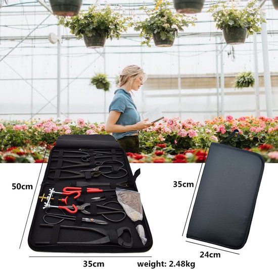 SnelShoppen - 14-delige Bonsai Gereedschap Set - Professionele Carbon Stalen Bonsai Scharen, Fork, Concave Cutter en Case - Ideaal voor Tuinliefhebber van Snelshoppen — afbeelding 5