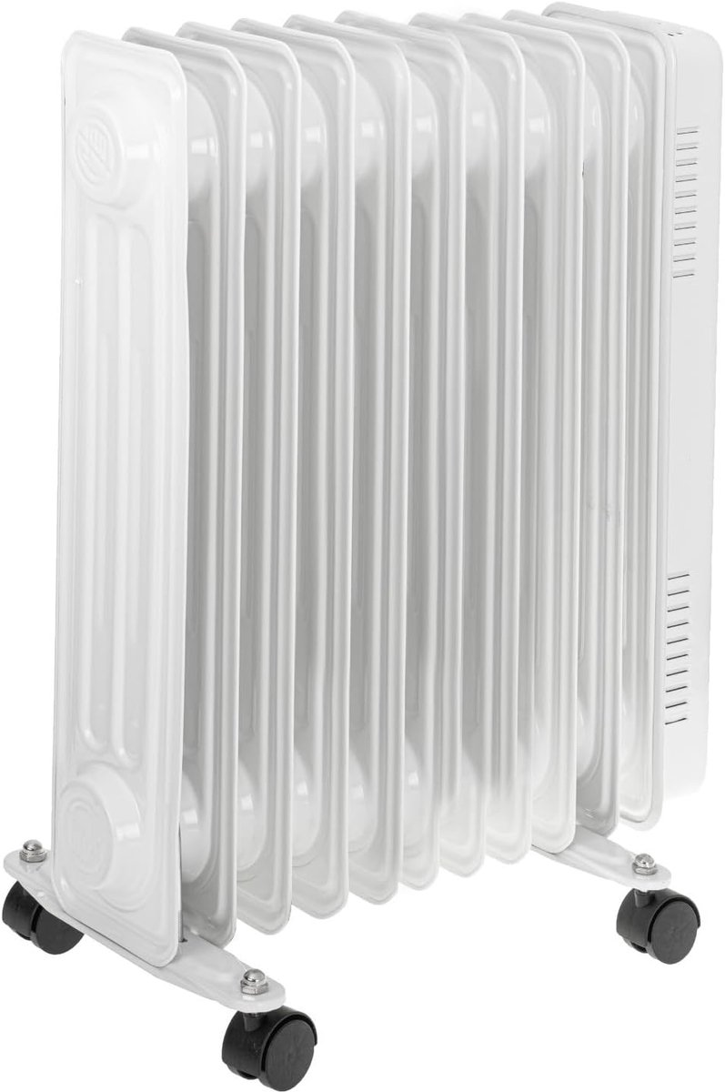 Olie Radiator - Elektrische Kachel - Ruimte Verwarmen - 9 Ribben - 2000W - Wit – foto 6