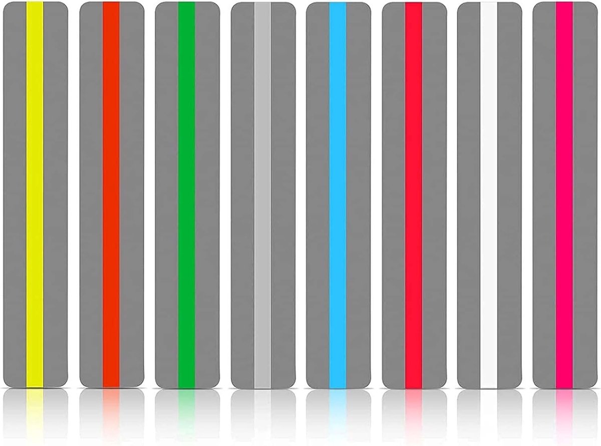 Set van 8 Dyslexie Overlay Linialen voor Verbeterd Lezen, Visuele Hulpmiddelen en Kleurcodering voor Kinderen en Onderwijzers