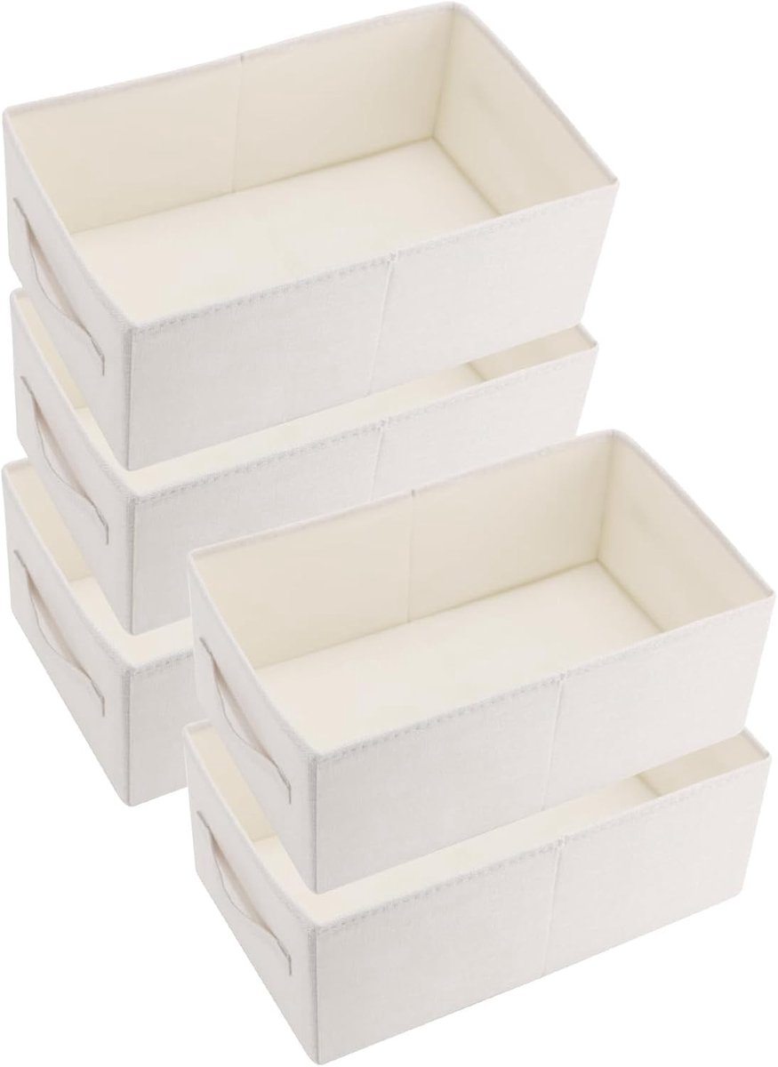 Set van 5 Beige Kledingorganisers van Non-Woven Stof, Ideaal voor Opberging in de Kast, Ruimtebesparend en Praktisch
