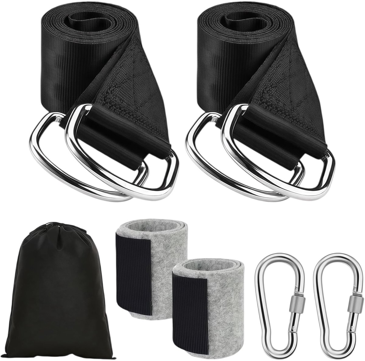 Inovra- Boomschommelbevestiging 800 kg - Hangmat Bevestigingsset - Trapeziumschommel - Hangstoelvering - D-ringen - Karabijnhaken - Complete set voor directe montage - Hangmatbevestiging