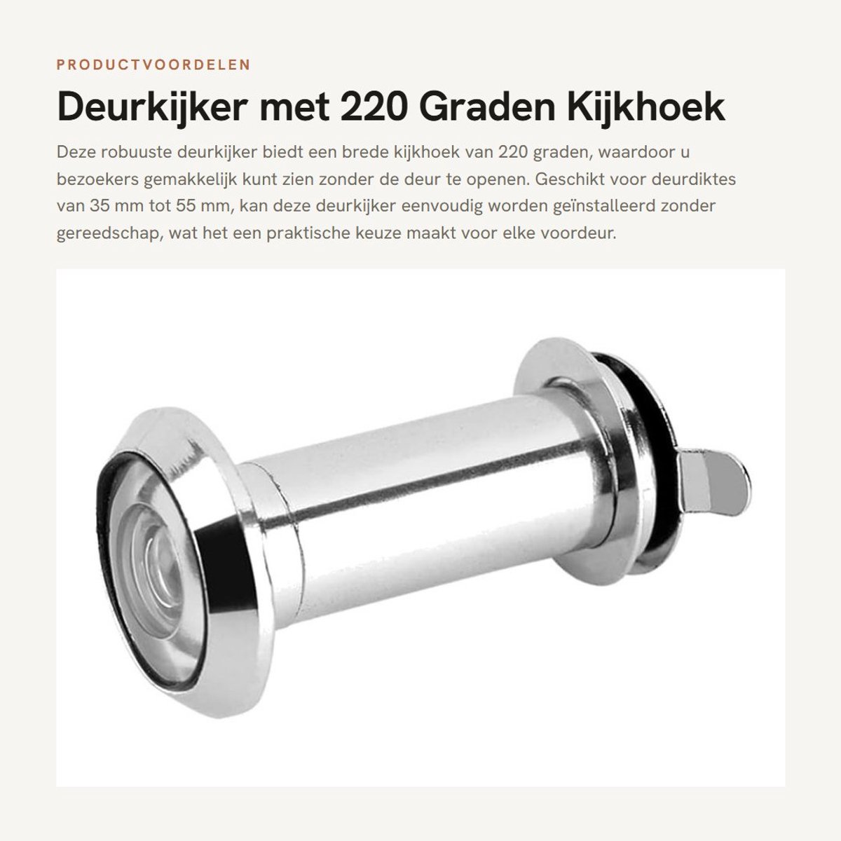 Inovra- Deurkijker 220 Graden - Brede Kijkhoek - Draaibare Privacyafdekking - Robuust Beveiligingskijkgaatje - Geschikt voor Deurdiktes 35-55 mm - Eenvoudig te Installeren - Deurkijkgaatje