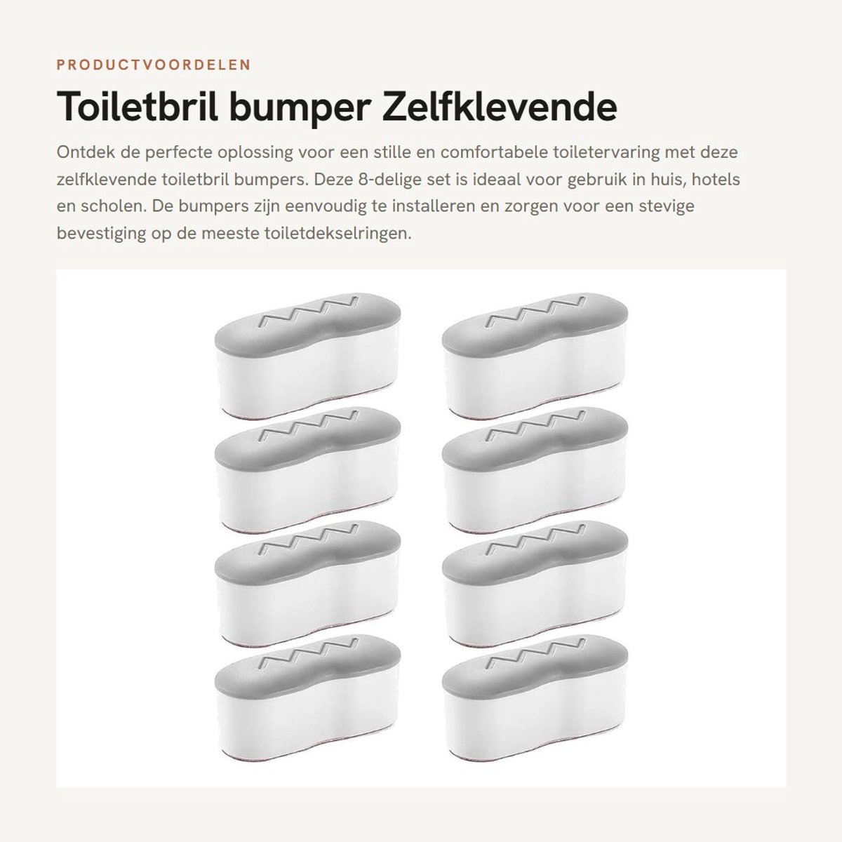Inovra- Toiletbrilbuffer 8-delig - Zelfklevende Bumper - Duurzaam ABS - Zacht TPE - 4,5 x 2 cm - Voor Thuis/Hotel/School - Toiletbuffer