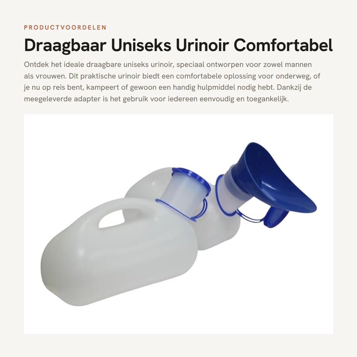 Inovra - Draagbaar Uniseks Urinoir - Comfortabel Gebruik - Handige Adapter - Compact Formaat - Veilig Transport - Ideaal voor Reizen - Geschikt vo...