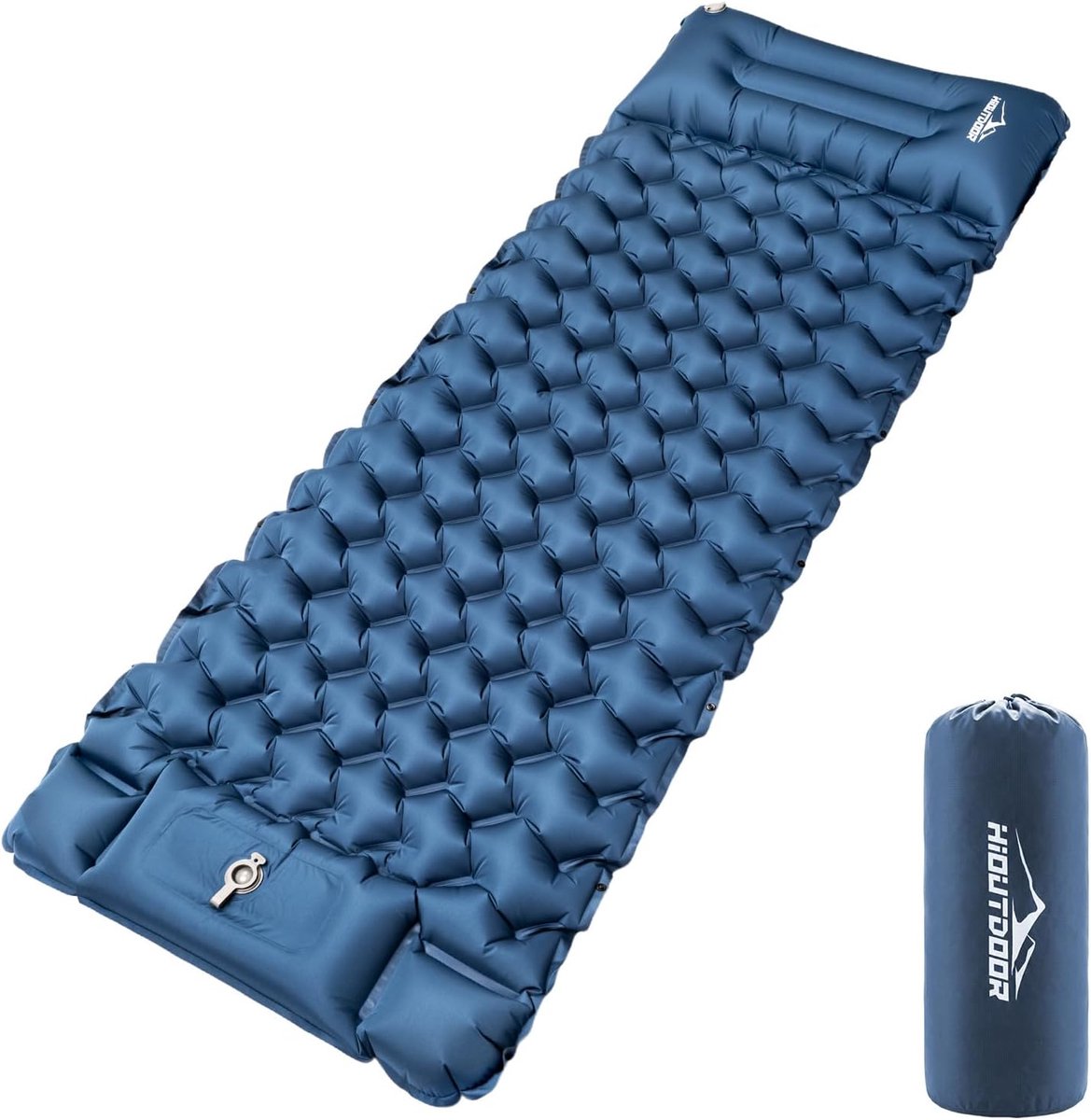 SnelShoppen - Hioutdoor Camping Isomatte 10CM Luchtmatras Ultralicht met Voetpomp & Kussen - Opblaasbare Compacte Slaapmat voor Outdoor, Wandelen, Str