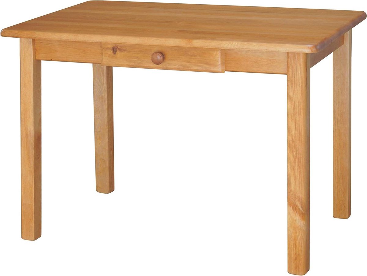 Eettafel Met Lade - Keukentafel Hout - Gezellig Tafelen - Handgemaakt Massief Hout - 100 x 60 cm - Bruin