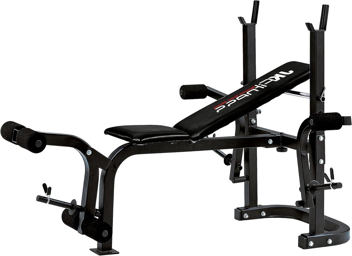 Zitbank met opbergruimte - Trainingsbank verstelbaar - Kracht training thuis - Twee hellingshoeken - 158 x 63 cm - Zwart