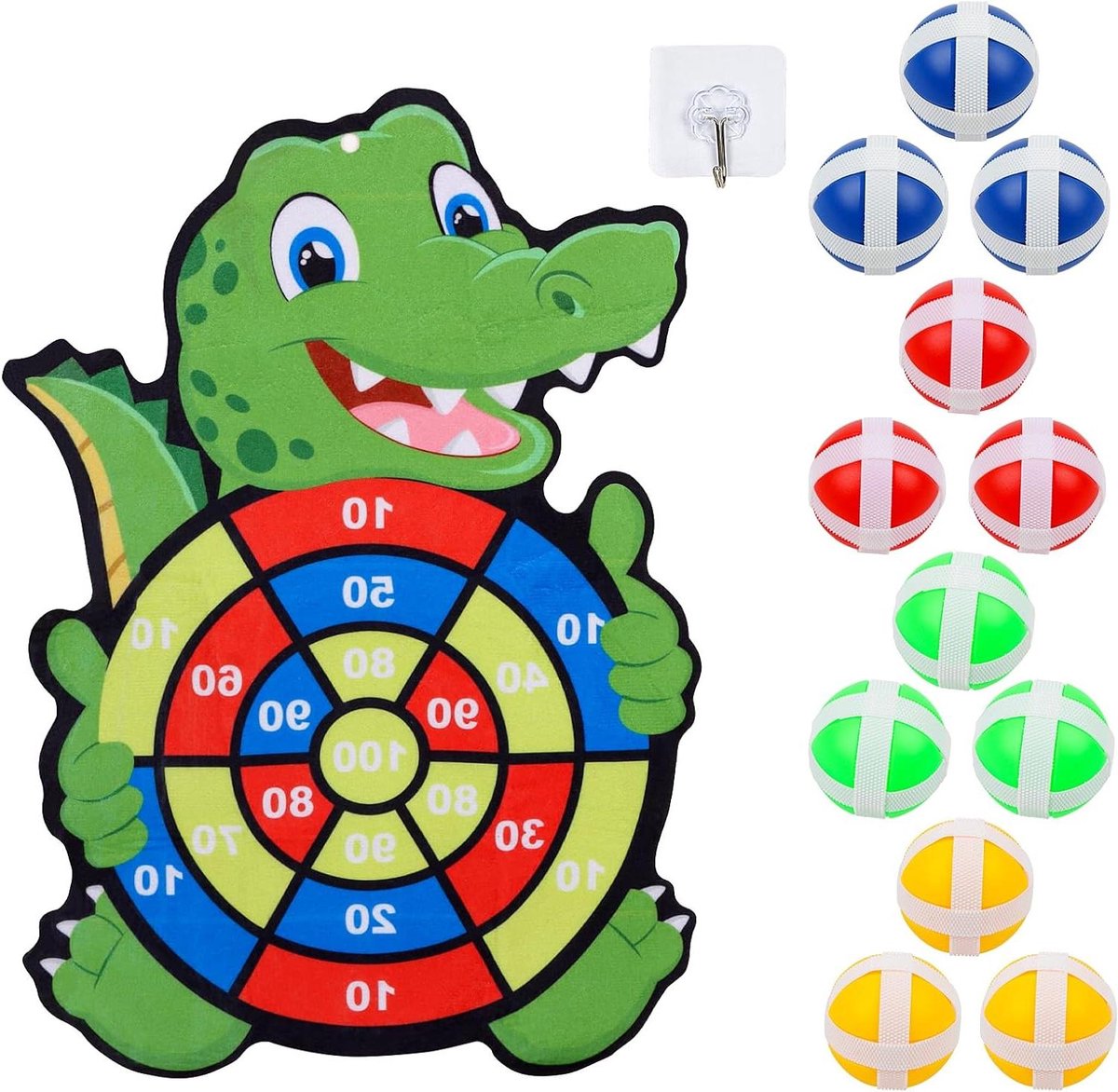 Dartbord Klittenband - Kinder Dartspel - Binnen Spelen - 12 Zelfklevende Ballen - 40 cm - Multicolor