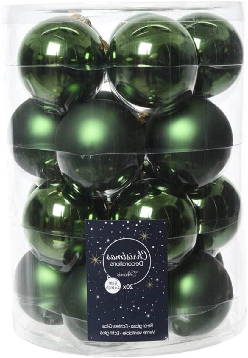 Kerstballen Set - Decoratie Ballen - Kerstboom Versieren - Echt Glas - 20 Stuks 6 cm - Groen