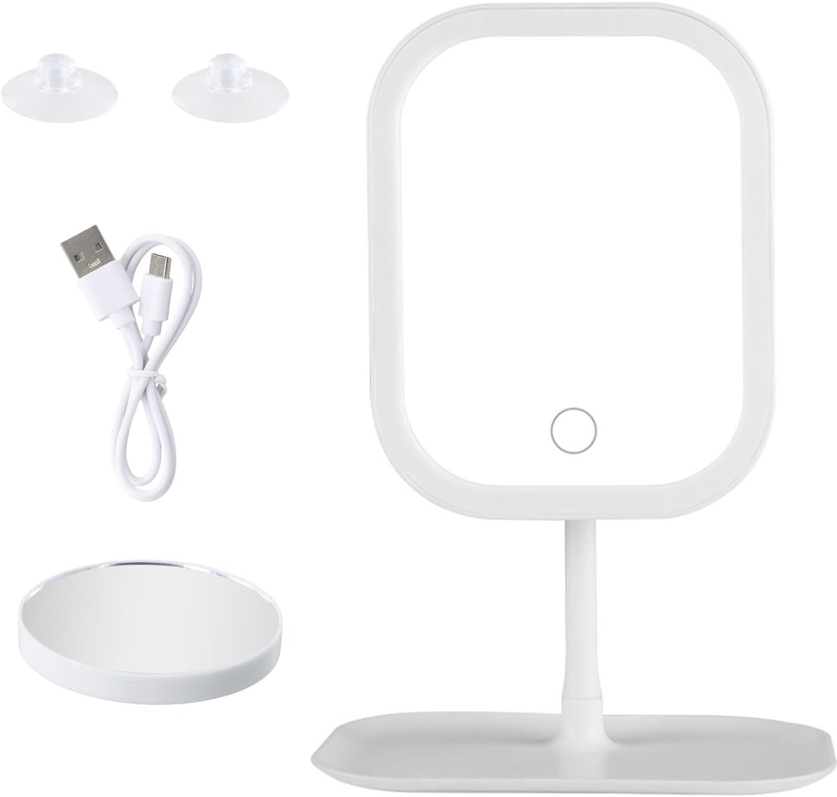 Thijox - Dimbare Make-upspiegel met Verlichting, 3 Kleurmodi, Oplaadbare Cosmeticaspiegel, Draagbare Tafelspiegel voor Slaapkamer, Make-uptafel Thuis