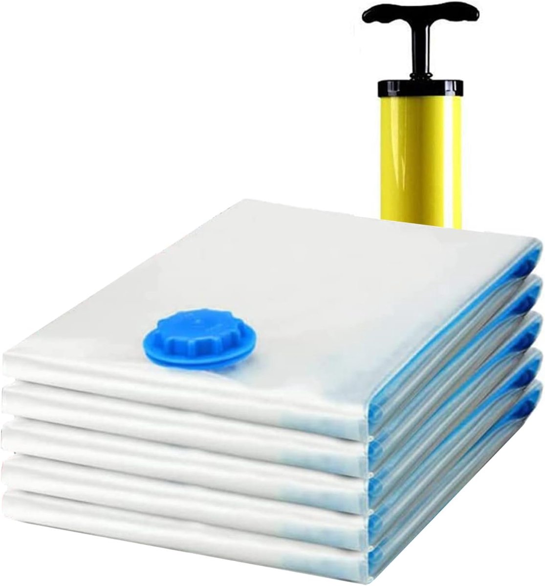 SnelShoppen - Premium Herbruikbare Vacuümzakken Jumbo 4-Pack met Handpomp - Ruimtebesparende Luchtdichte Opbergzakken voor Beddengoed, Deksels, Kledin