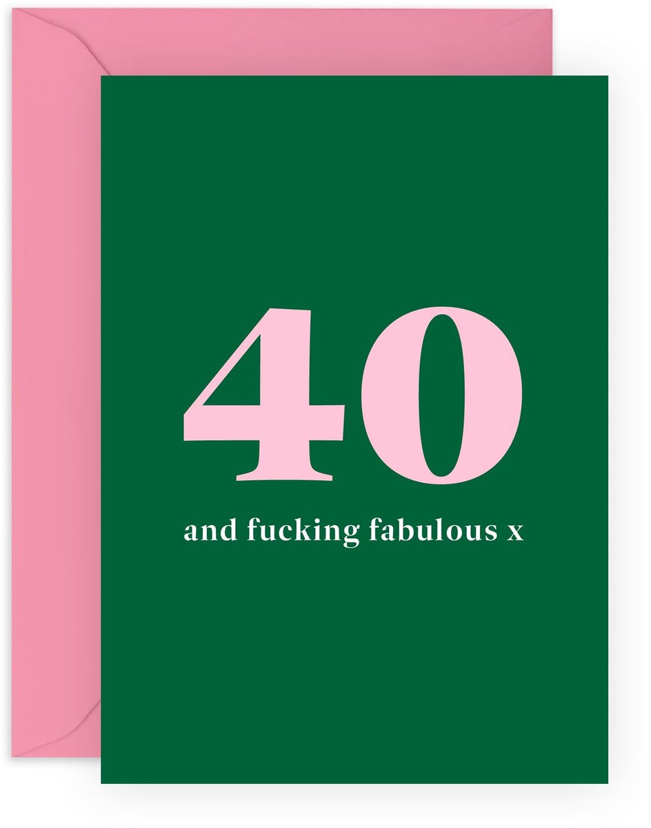 Dailygoods- Verjaardagskaart 40e verjaardag - Groene Minimalistische Ontwerp - Wenskaart voor Volwassenen - Humoristische Kaart - Verjaardagskaarten met Envelop - Grappige Stickers Inbegrepen