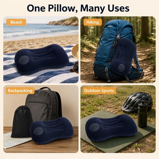 Thijox - Opblaasbaar Kussen Ultralicht Ergonomisch Compact Marineblauw voor Strand, Camping en Rugzak, Ideaal voor Opblaasbaar Bed en Slaapzak van Thijox — afbeelding 4
