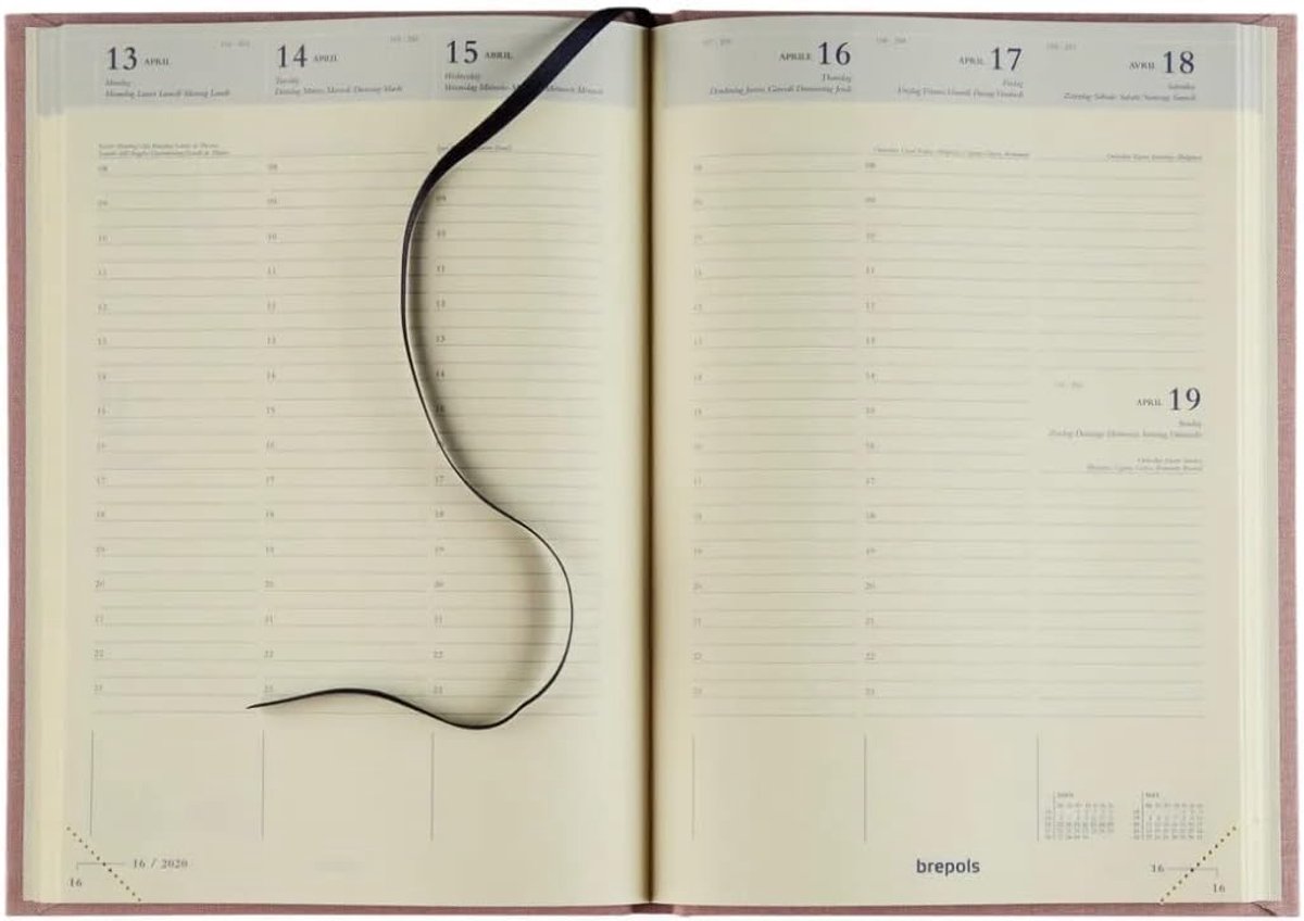 Thijox - Weekkalender 16 maanden 2026-2027 - Brepols Bretime Lima - Compact formaat 14x21 cm - Rood - Perfect voor school, werk, en thuis - 6 talen