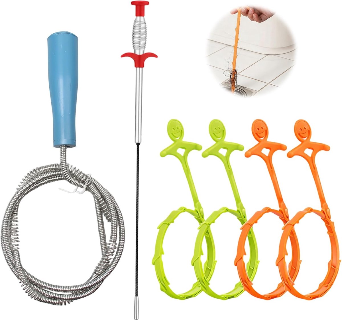 Frettenontstopper Set - Afvoerborstel Reinigingsspiraal - Leidingen Ontstoppen - Milieuvriendelijk Alternatief - 6 Stuks 3 Meter - Gemengde Kleuren