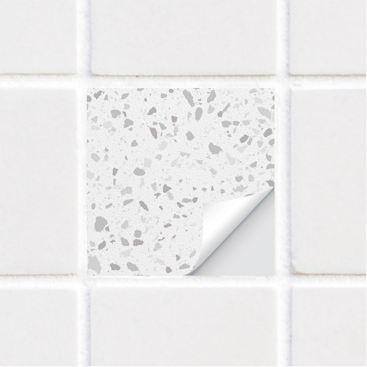 Dailygoods- Tegelsticker Witte Terrazzo - Zelfklevende Tegels - Afneembare Plakstickers - Set van 10 - Voor Badkamer/Keuken - Eenvoudig aan te brengen - Muursticker
