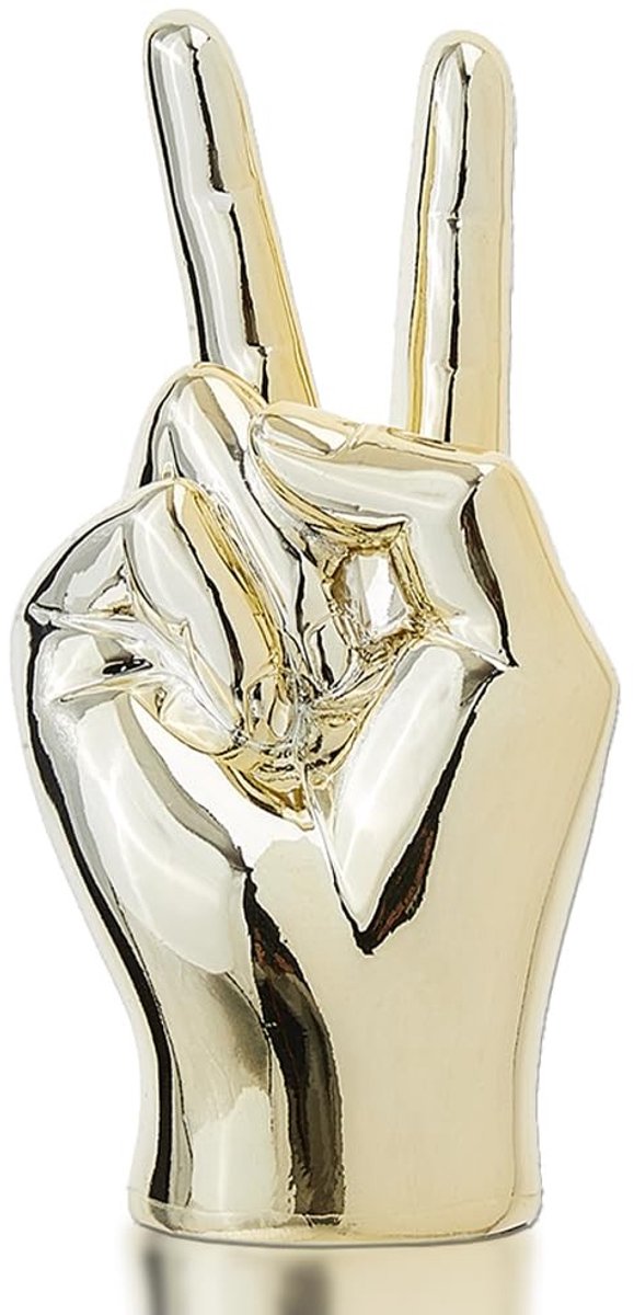 Dailygoods- Handsculptuur Gouden Vredesteken - Decoratieve Tafellampen - Decoratie Woonkamer - Plankdecoratie - Ring Display - Uniek Modellering Design