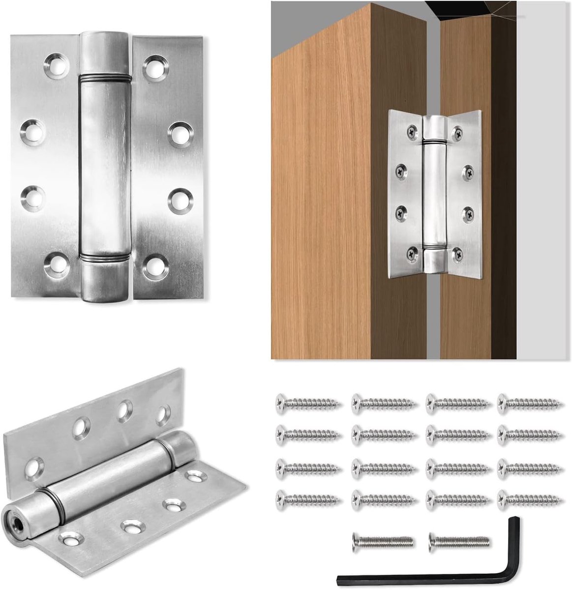 Thijox - Automatische Verstelbare Deurdranger - Gesloten Veerscharnier voor Binnendeur, Voordeur, Tuindeur, Muggennet - 10,1 x 7,6 cm, Vierkante Hoeke