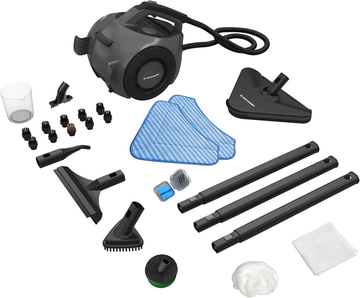 Stoomreiniger - Reinigingsmachine - Meerdere Oppervlakken - 100+ Accessoires - 50 Minuten Stoom - Zwart