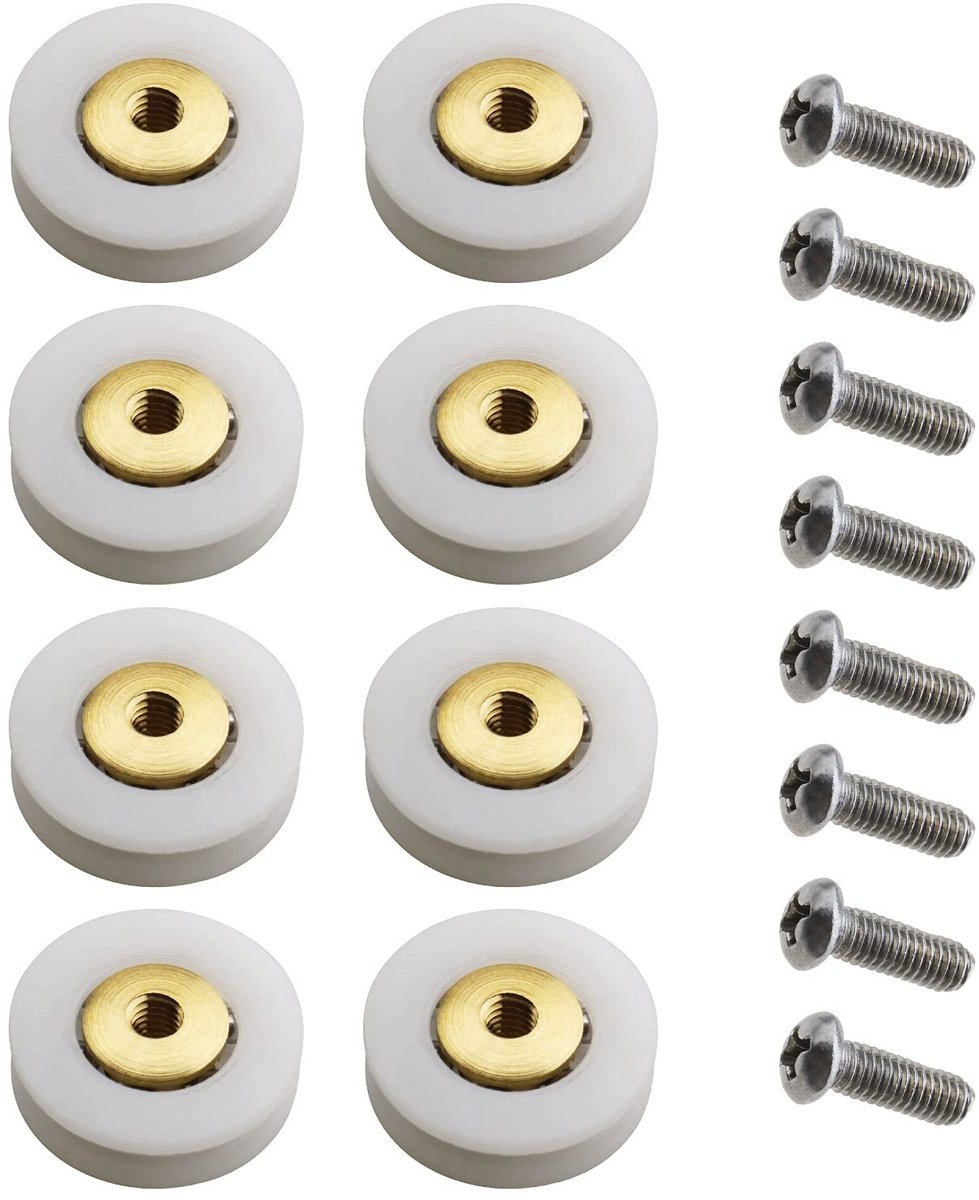 Dailygoods- Douchedeurrollen 8 Stuks - 19mm Rollen - M4 Schroeven - Roestvrij Staal - Douchecabine - Stoomcabine - Schokbestendig - Douchedeurwielen