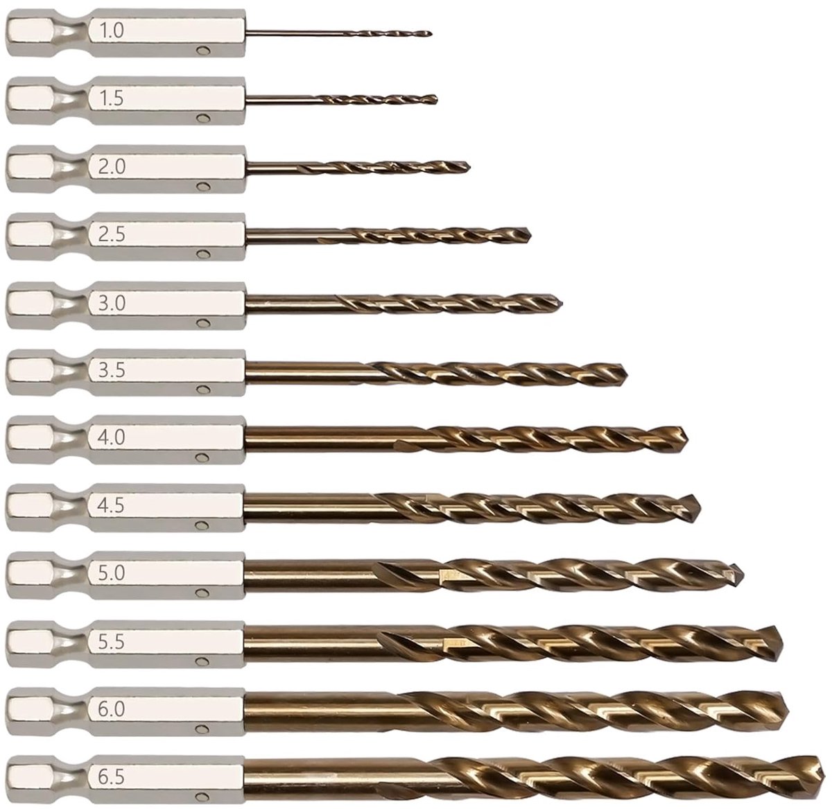Thijox - 12 Stuks M42 HSS Kobalt Borenset Zeskantschacht 1-6,5 mm - Krachtige Boorbitset voor Aluminium, Gietijzer, Koper, Metaal en Roestvrij Staal