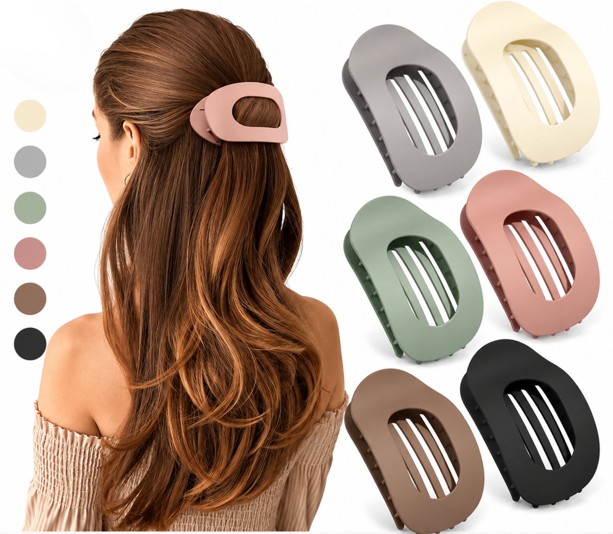 Knaak Platte Haarclips Set - Haarklemmen - Antislip - Grote Haarclip - Voor Dik & Dun Haar - 6 Kleuren